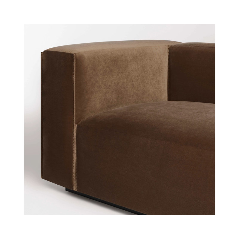 Cleon Modular Sectional, Left Hand Facing, Coffee Velvet Polyester Blend