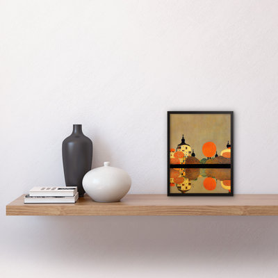Gustav Klimt Style Autumn Lakeside Town 1 Piece Single Picture Frame Wall Art