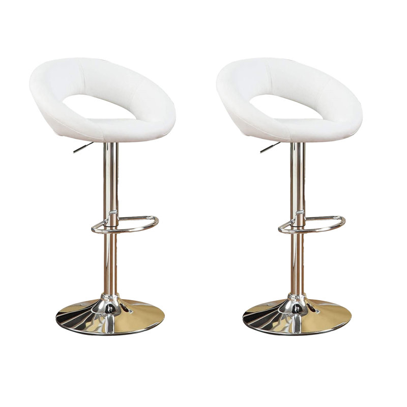 Upholstered Bar stools(Set of 2), White