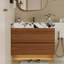 Meuble-lavabo de salle de bain avec comptoir en faux marbre et lavabo encastré en céramique-886039312