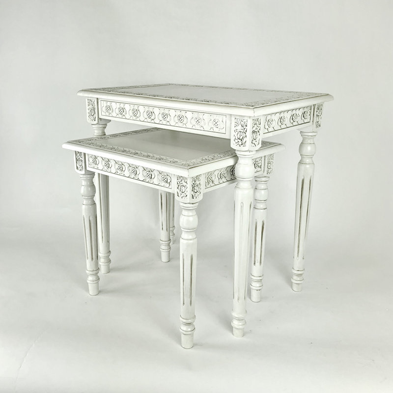 Alejo Solid Wood Nesting Tables, White