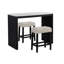 47 po Table de salle à manger à hauteur de comptoir en faux marbre (siège pour 2 personnes), table de bar à cadre en bois, noir / beige