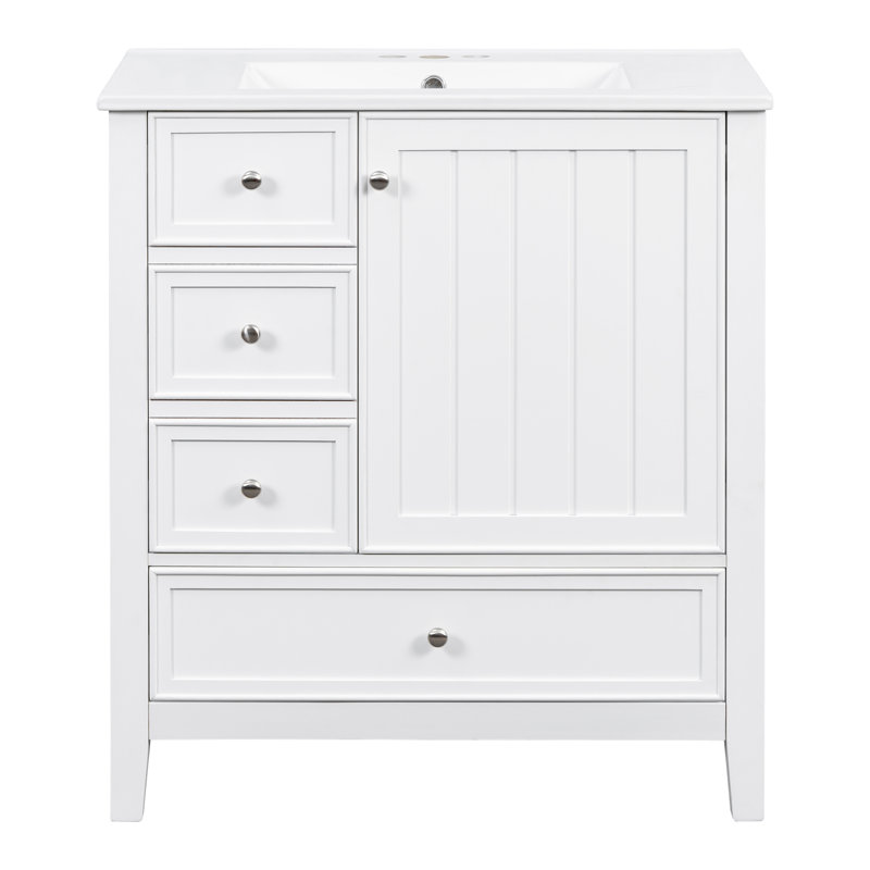 Meuble-lavabo 30 po avec lavabo en céramique, Blanc