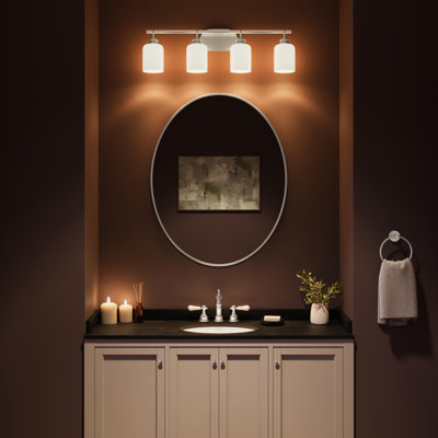 Reines Four-Light Bath Vanity with Opal Glass Shades