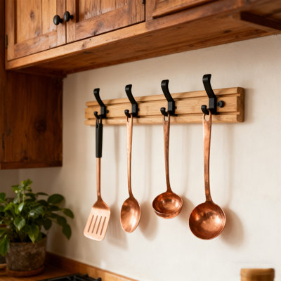 Coat Rack Wall Mount, bamboo Coat Hooks, Hat Rack for Walls, Wall Hooks for Hanging with 4 Hooks, Towel Hanger Purse Rack for Entry Bedroom Bathroom (1Pack)