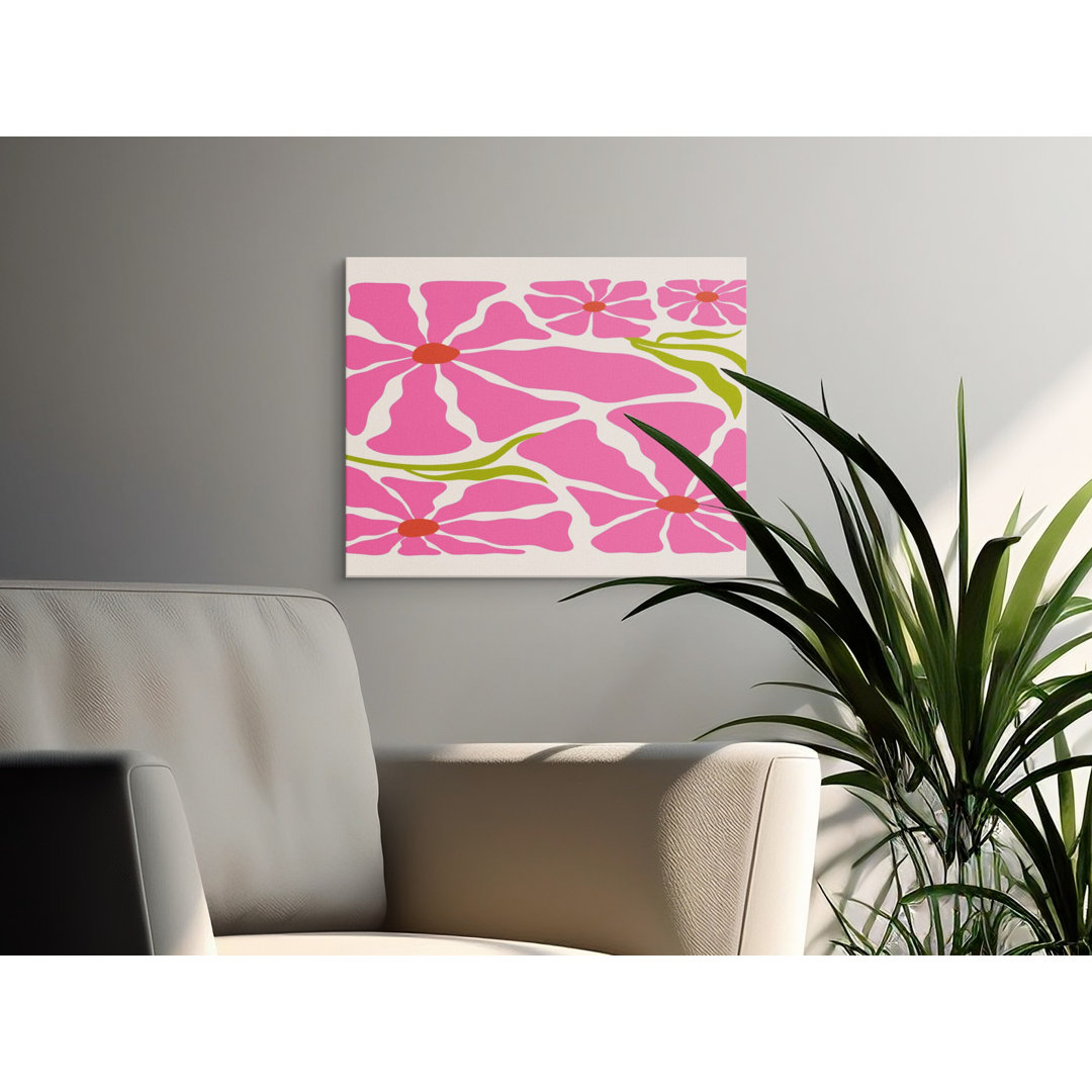 Pink Floral Canvas Wall Art, Modern Flower Print, Gallery Wrapped Canvas, Ready to Hang, Archival Quality, Bold Flower Canvas Print