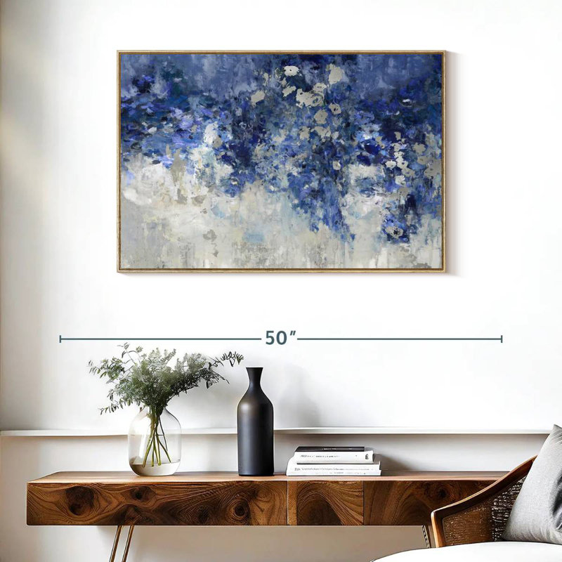 Indigo Charmed, Cadre flottant en bois naturel, 37 po x 25 po