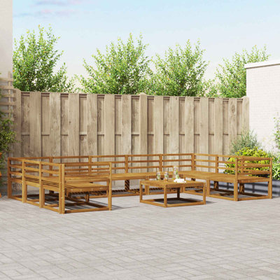  Outdoor Sofa Set 10 Pcs Natural Solid Acacia Wood