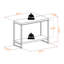 Console Solstice à tablettes ouvertes bicolore grise et brune, H 30,17 po x l 39,71 po x P 15,82 po