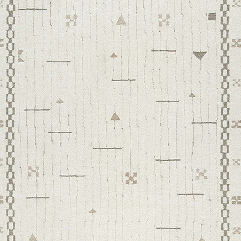 Tapis grand motif touffeté à la main Dotty, motif géométrique, laine crème 8 x 10