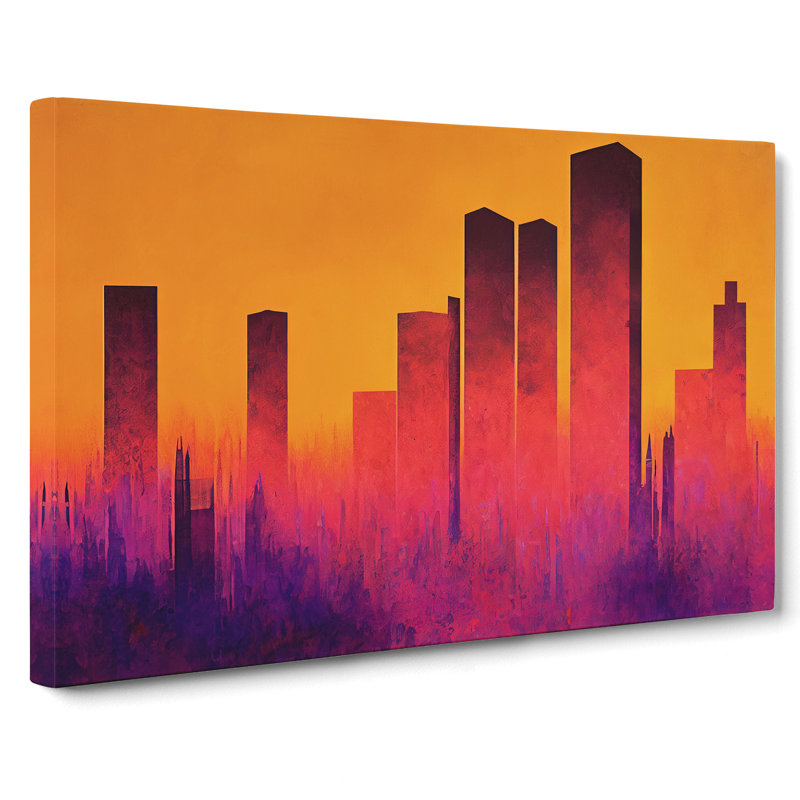 Stellar Skyscraper Skyline Abstract - Wrapped Canvas