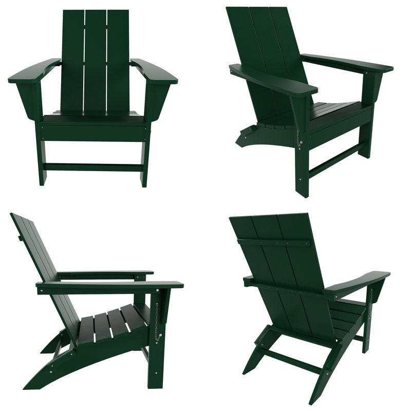Joubert Foldable Outdoor Adirondack Set, Dark Green