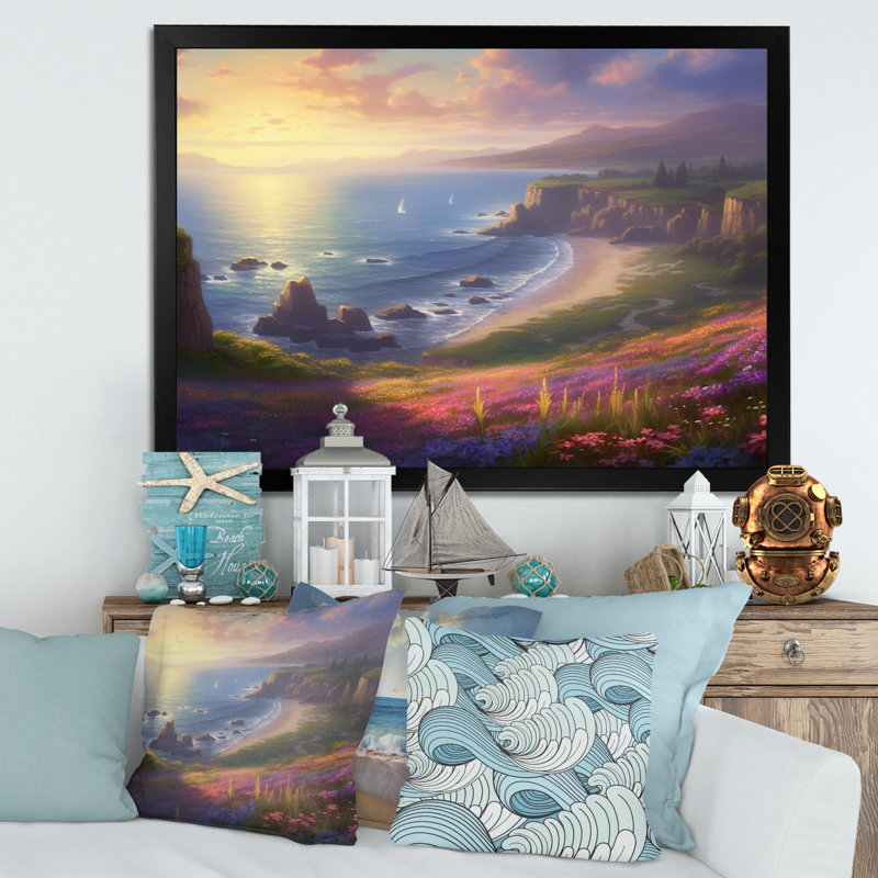 Seaside Paradise II, reproduction d'art sur toile, Cadre photo noir, H 12 po x l 20 po x P 1 po
