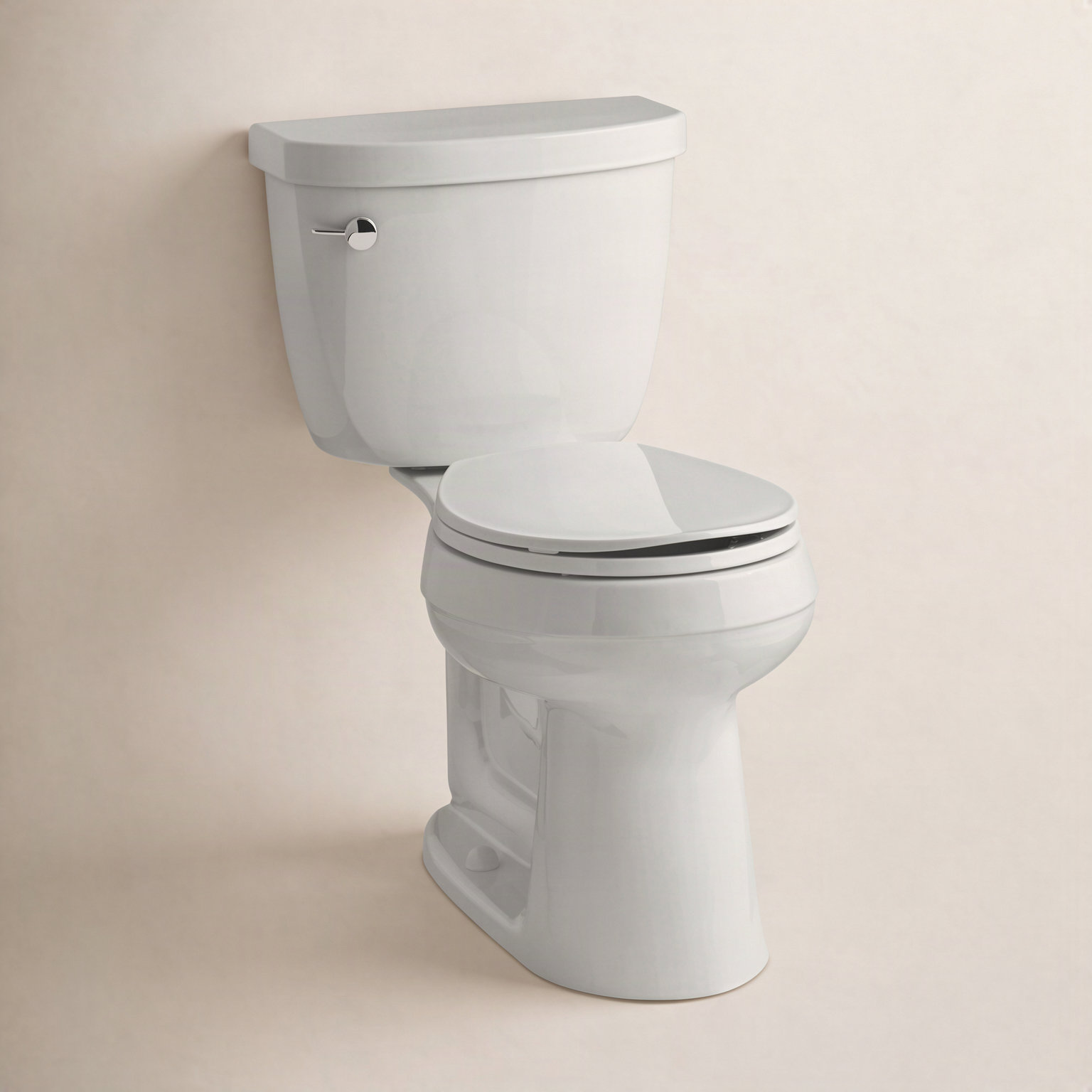Cimarron 1.6 GPF 2-Piece Round Toilet, Ice Grey, Left-Hand