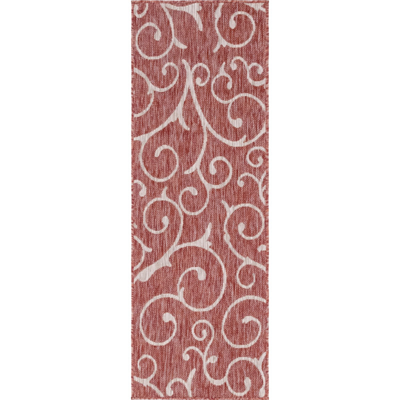 Tapis rouge rouille intérieur / extérieur Coutu, Tapis de couloir 2 pi x 6 pi 1 po
