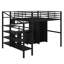 Lit mezzanine double en métal avec ensemble de table et garde-robe