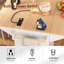 Îlot de cuisine 55,7 po blanc avec prise de courant et double abattant, chariot de cuisine roulant avec 3 tiroirs et support à épices, grande table pliante avec rangement pour la cuisine, la salle à manger