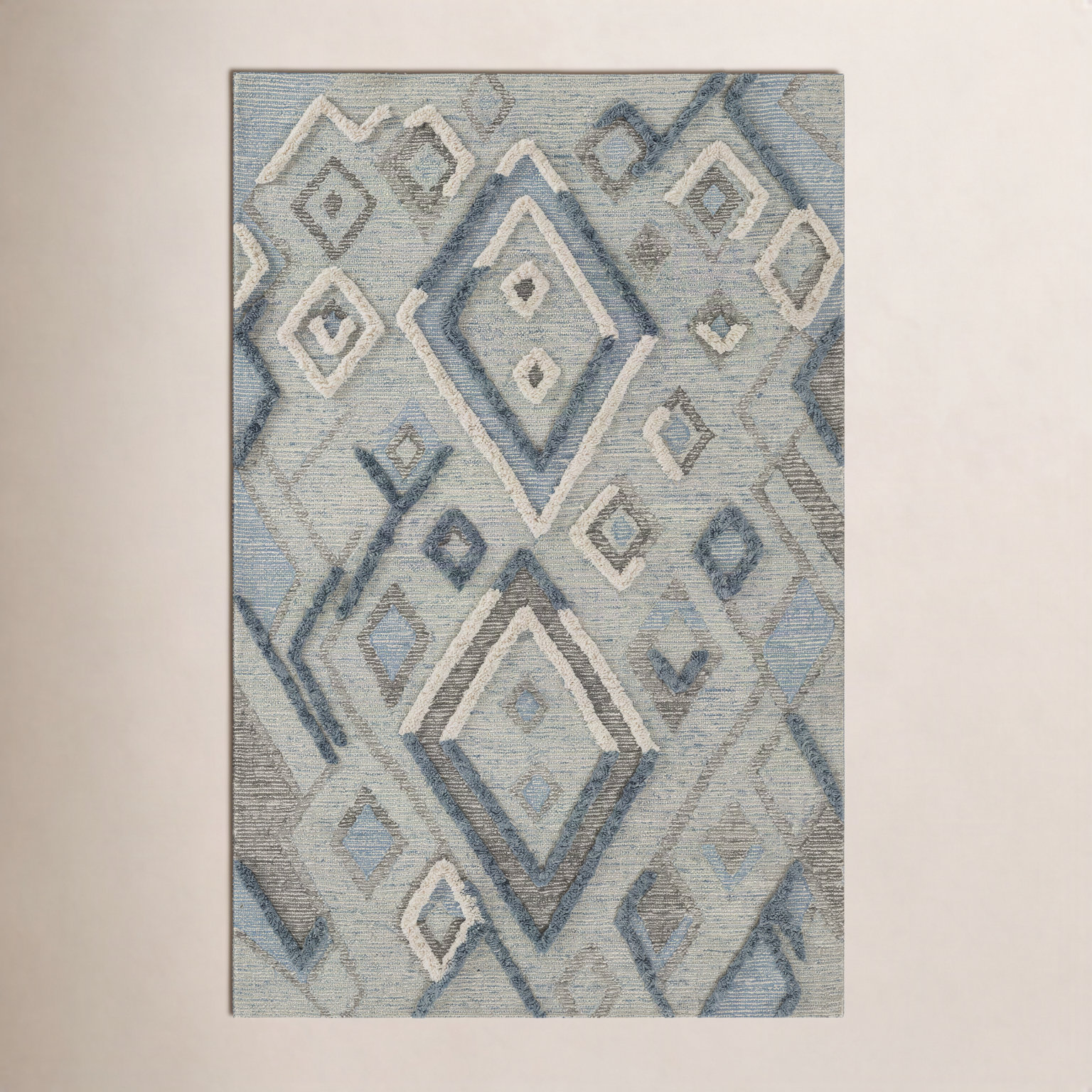 Cheryl Blue Hand-Tufted Wool Moroccan Rug, Rectangle 8' x 10'