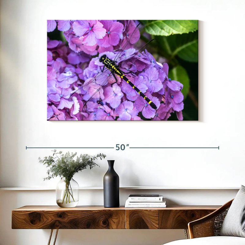 Brampt Dragonfly On Hydrangeas, 26" H x 39" W