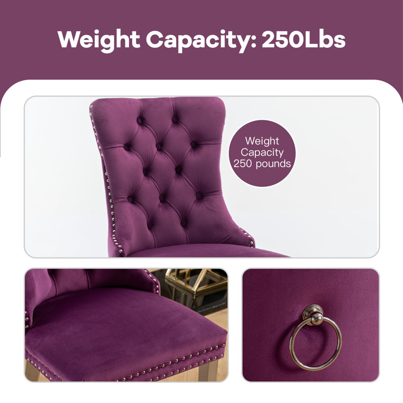 Joshanae 20'' H Tufted Velvet Upholstered Parsons Chair, Purple