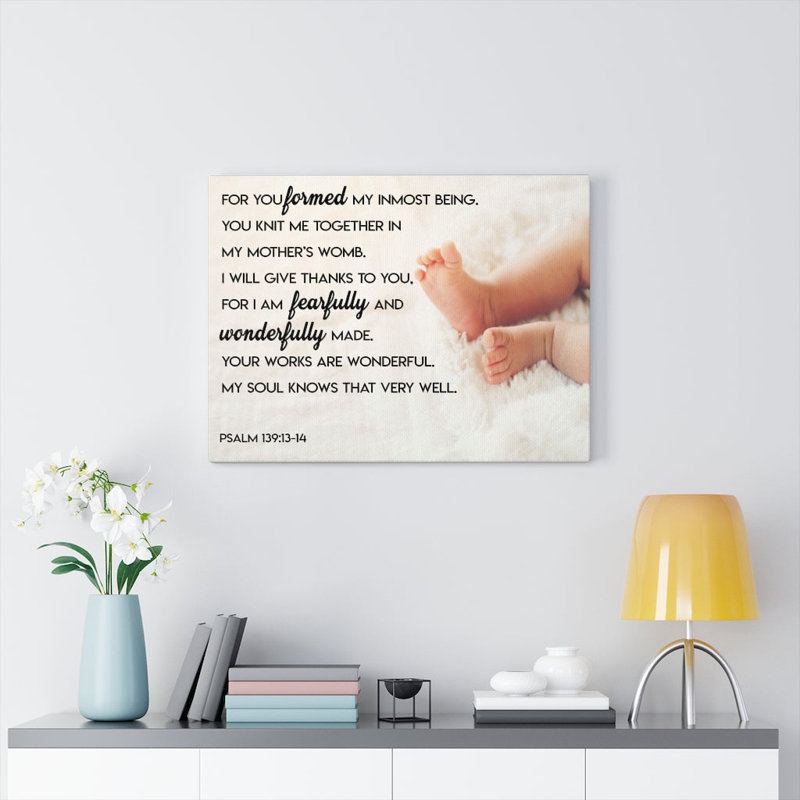 Wonderfully Made Psalm 139:13-14 - Wrapped Canvas Print, 30cm H x 41cm W