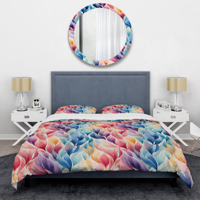 Colorful Watercolor Ikat Mirage II Box Stitch Abstract Duvet Cover
