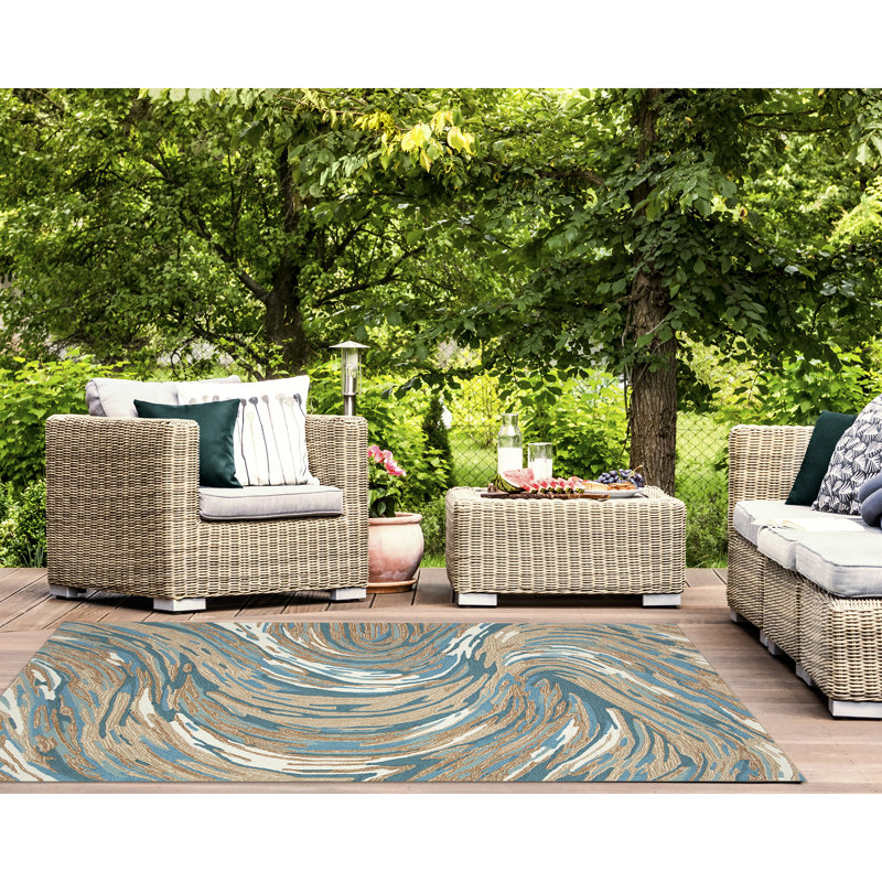 Tapis intérieur / extérieur Olutosin Big Wave, Rectangle 3 pi 6 po x 5 pi 6 po