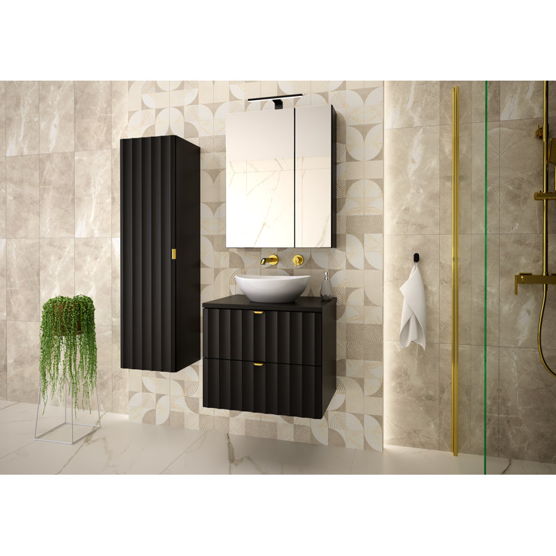 Adne Wall Mounted Required Bathroom Storage Furniture Set