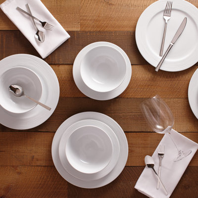 12 Piece Porcelain China Dinnerware Set - Service for 4