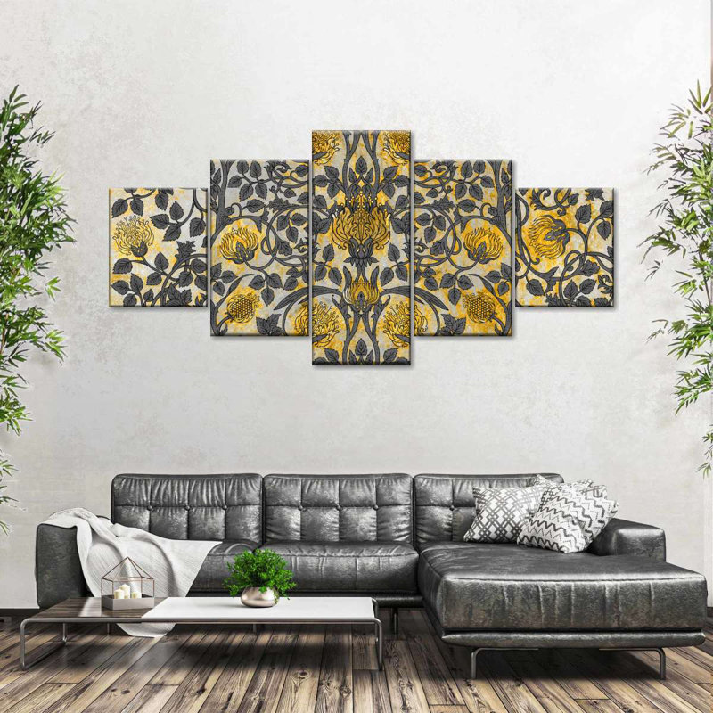 Enchanted Vintage Flowers Multi Piece Canvas Print, H 24 po x l 55 po x P 1,25 po