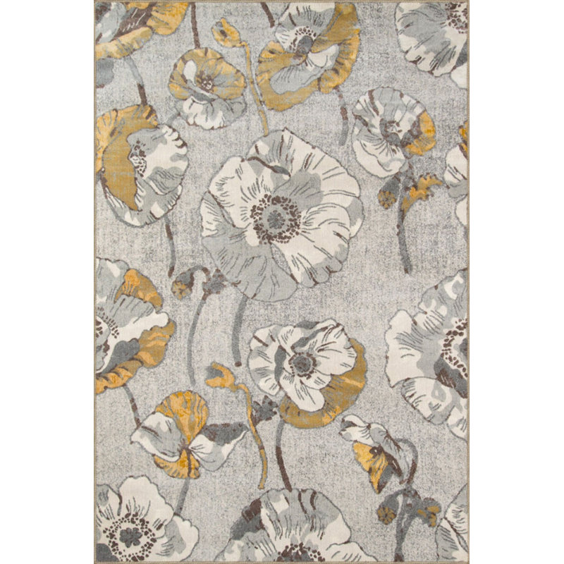 Tapis décoratif doux à motif floral, Sous-tapis rectangulaire de 3 pi 3 po x 4 pi 11 po