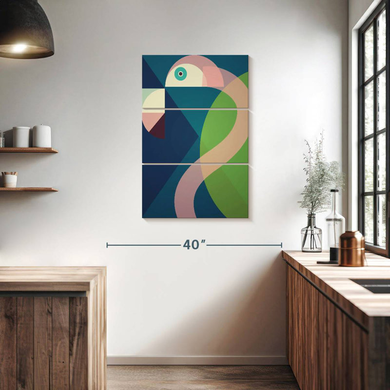 Ashelle flamant rose Mid-Century abstrait géométrique, H 38 po x l 24 po