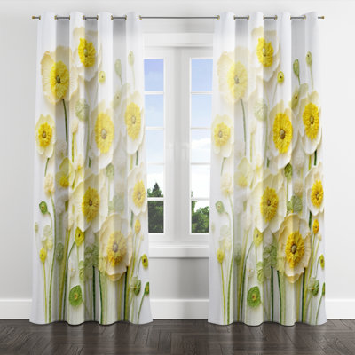 Danico Buttercups Minimalism Dream I - Traditional Blackout Grommet Curtain - 1 panel