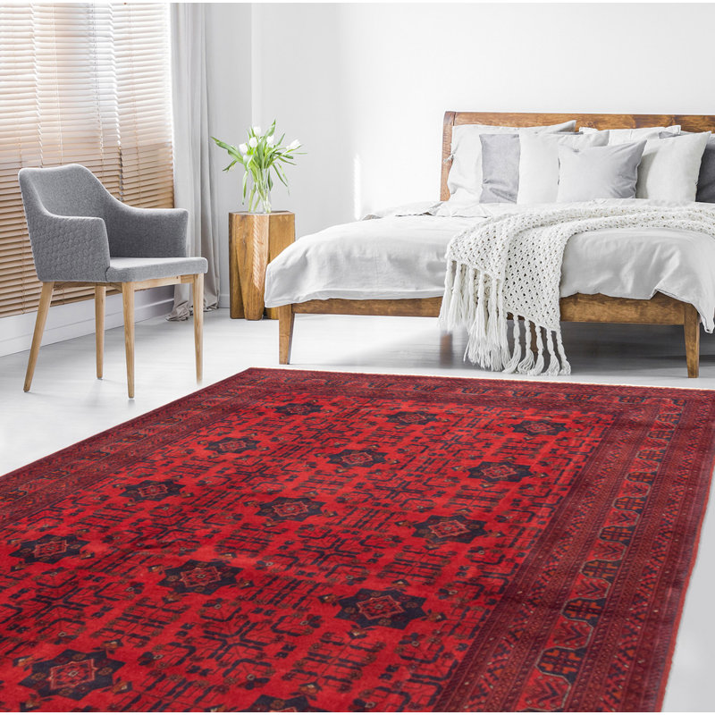 Malayka One-of-a-Kind 6'9" x 9'10" New Age Rectangle Wool Area Rug in Red