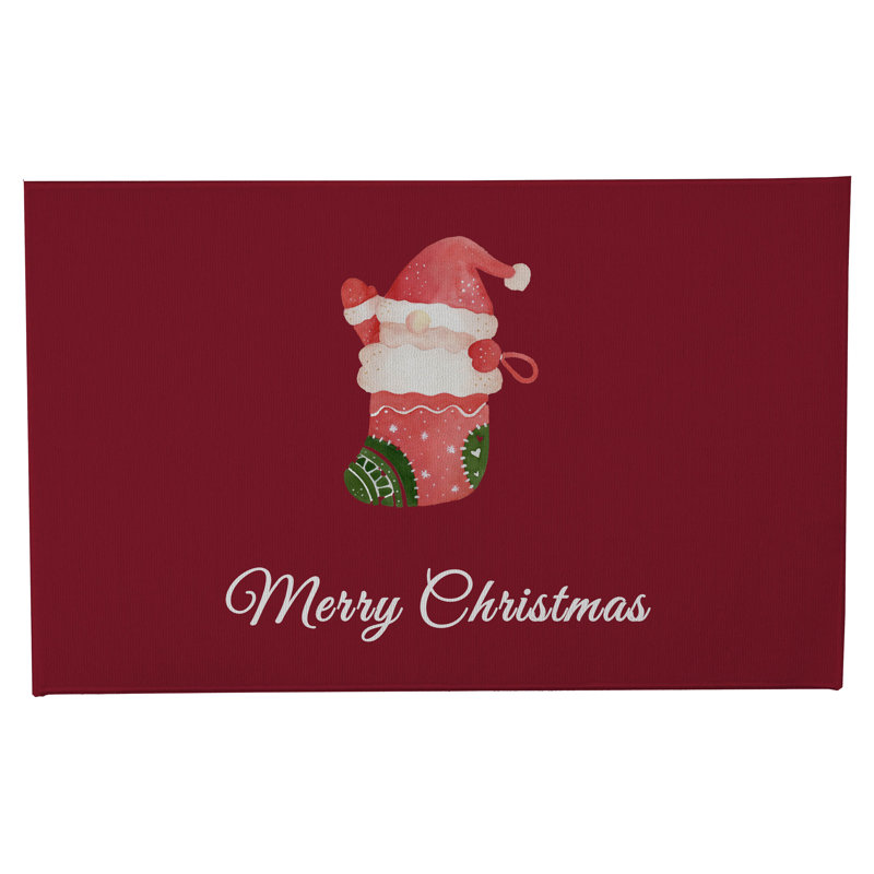 Paillasson Merry Christmas, L 21 po x L 34 po, Rouge canneberge