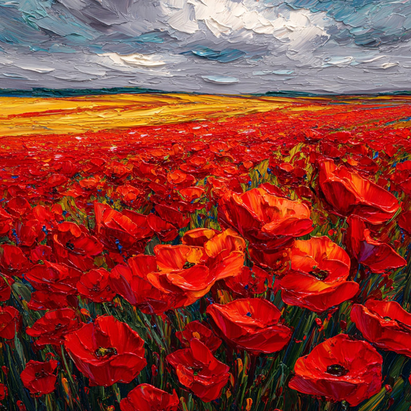 «Crimson Meadow Drift», art mural sur toile tendue, 12 po x l 12 po x P 1 po