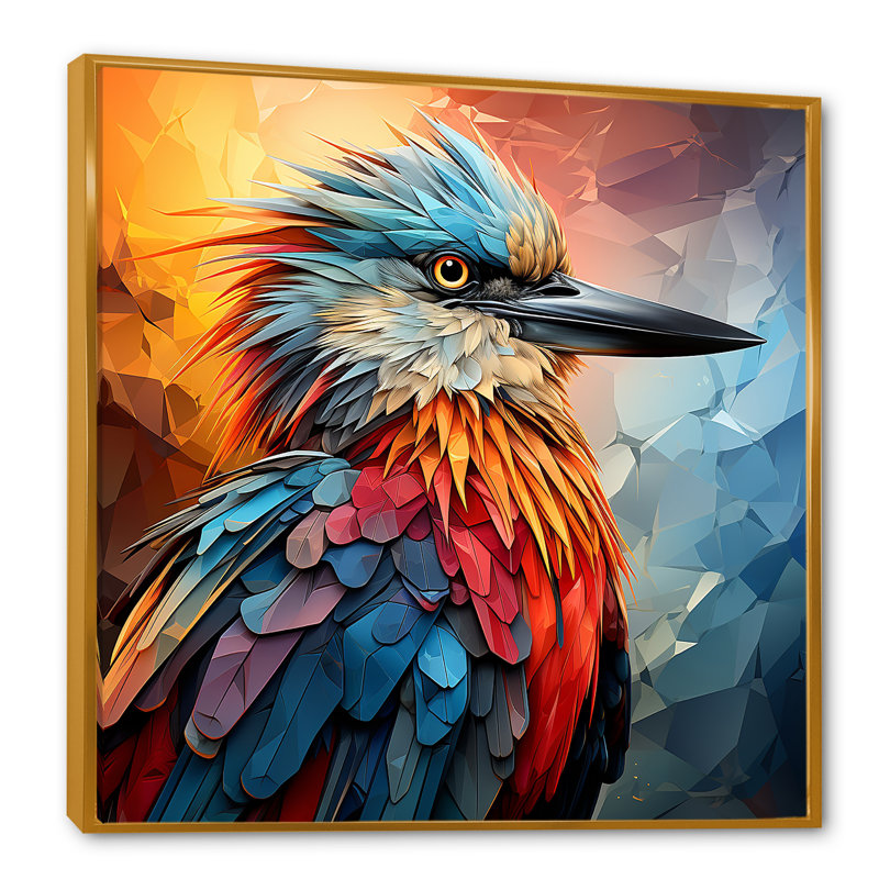 «Bird Cubist Skies I» sur toile, H 36 po x l 36 po x P 1,5 po, Cadre flottant doré