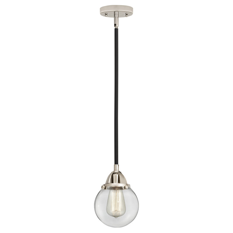 Lorri 1 - Light Single Pendant, 6 Watt Vinage LED Bulb, Clear, Black Polished Nickel