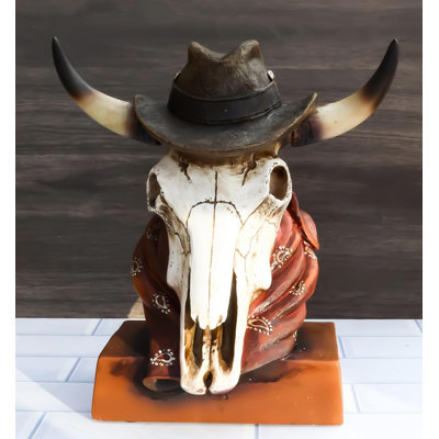 Crâne de vache cornu avec chapeau et bandana Iniya Western Cowboy