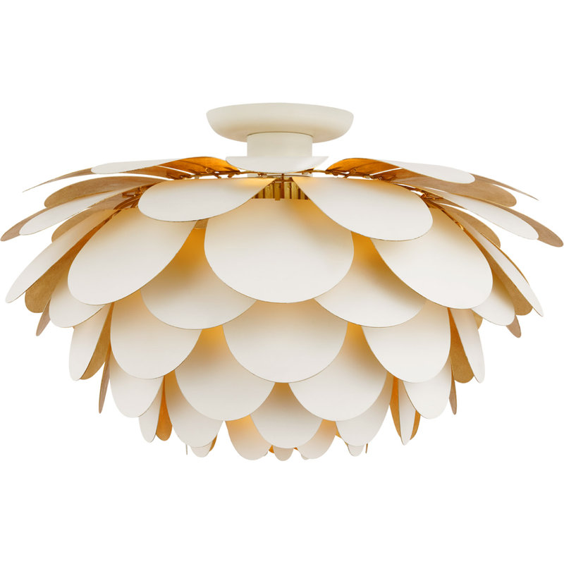 Chapman & Myers Cynara Flush Mount, 13.5" H x 23" W x 23" D, White/Gild