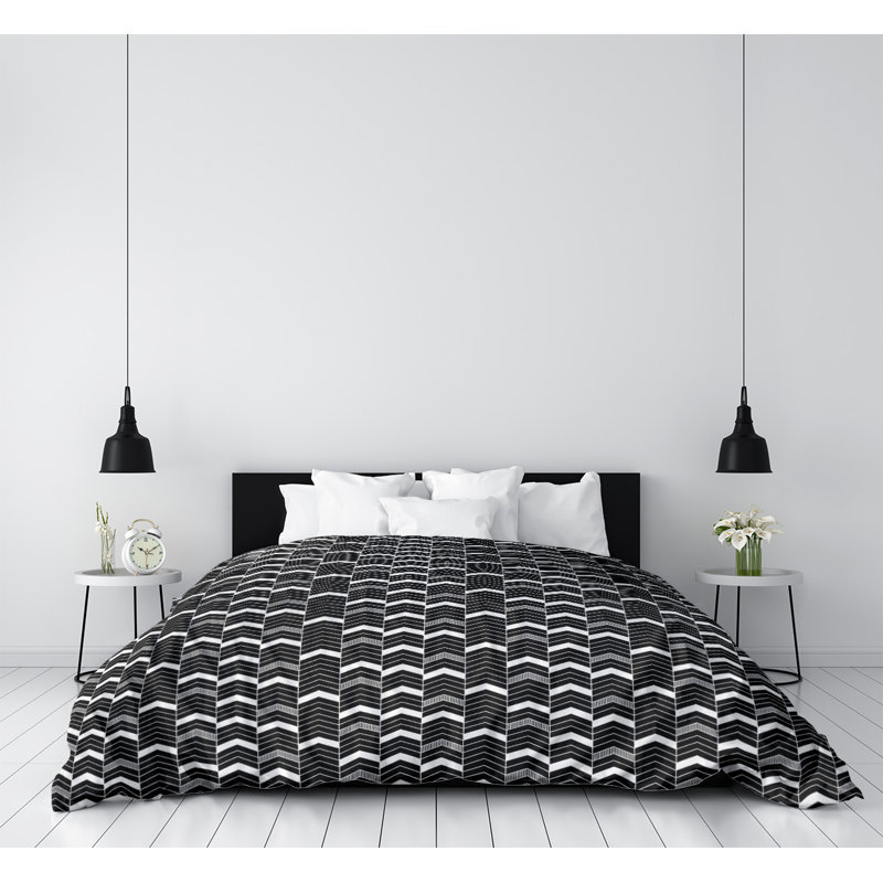 Housse de couette simple Rhonda, Housse de couette pour très grand lit, Microfibre, Noir