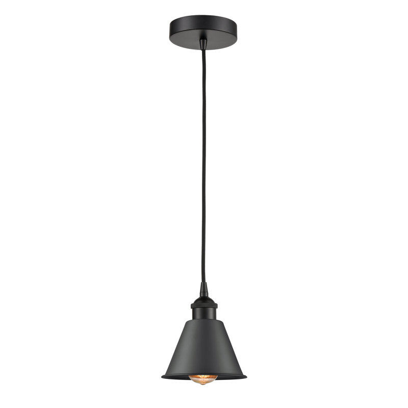Luminaire suspendu conique 1 lumière, Noir mat, Noir mat, H 18,75 po x l 16 po x P 16 po