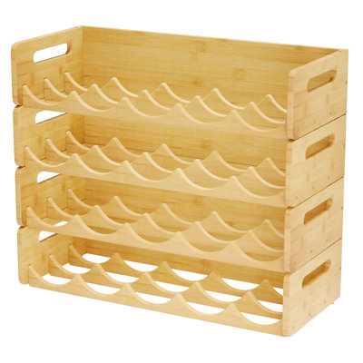 Organisateur de bouteilles d'eau en bambou avec étiquettes, paquet de 4, support de rangement pour garde-manger, porte-bouteilles et bouteilles de vin