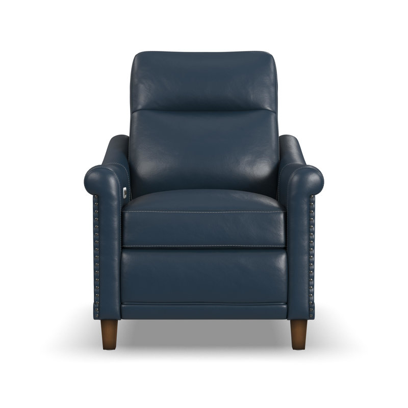 Fauteuil inclinable électrique en cuir véritable Elizabeth, Cuir véritable bleu