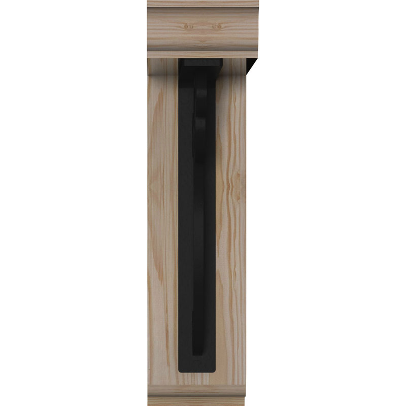 Avery 8" Single Brace Ironcrest Bracket, 19"H x 16"D, 4"W x 2"T Douglas Fir (Rough Sawn)