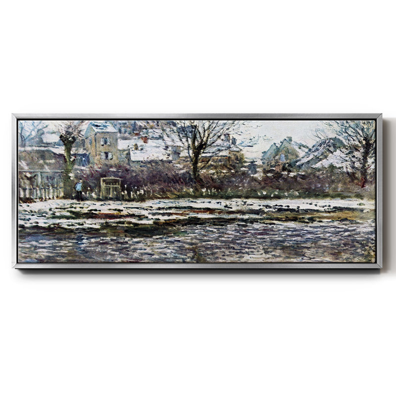 «Snow in Vetheuil» par Monet, toile encadrée, H 20 po x l 50 po