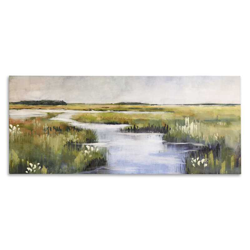 «River Through Marshlands», art mural sur toile par Nina Blue, H 20 po x l 48 po