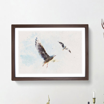 Pair of Flying Seagulls - Framed Print