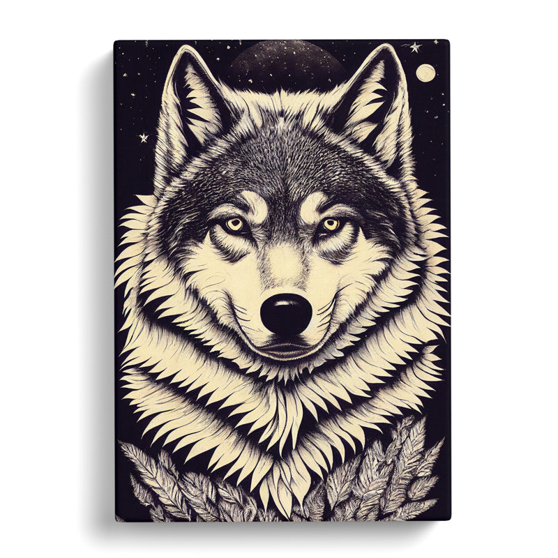 CAN-V0523-2926X Wolf Vintage Art Vol.2 - Wrapped Canvas Print, 50cm H x 35cm W