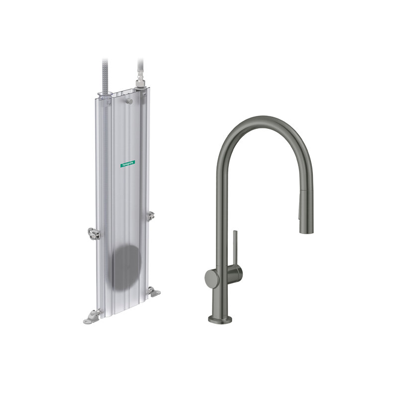 Robinet de cuisine hansgrohe Talis N HighArc, rétractable à 2 jets de style O avec sBox, 1,75 gal / min, Chrome poli noir